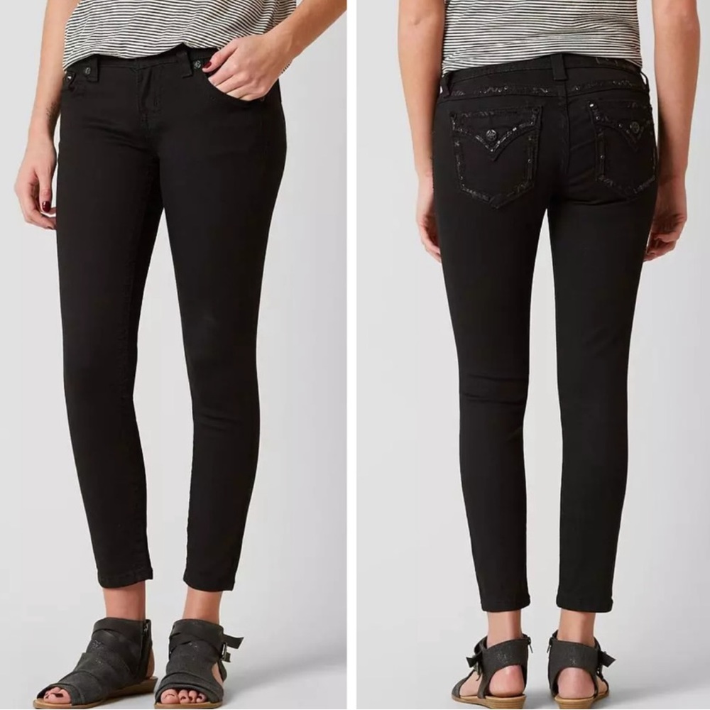 Miss Me Signature Skinny Black Sequin Jeans Sz 27
